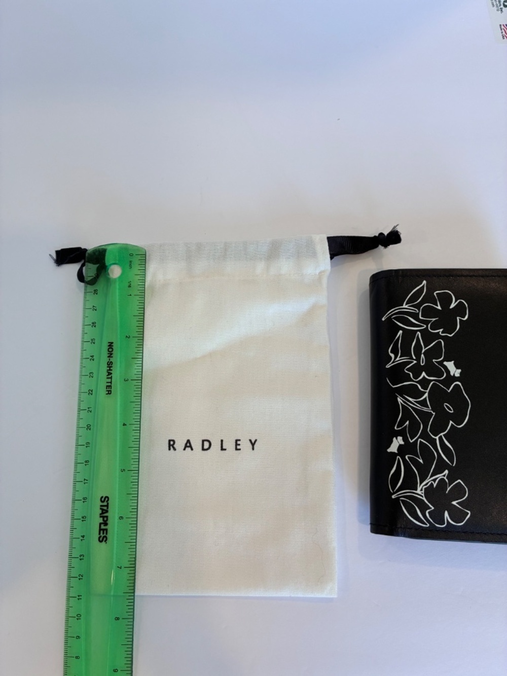 Radley London Black Floral Leather Wallet Wristlet Zip Around - Picture 12 of 14